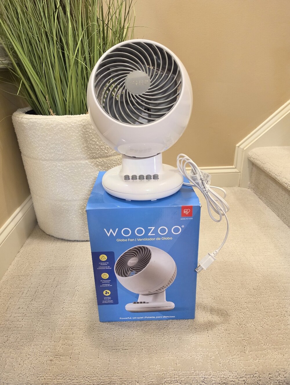 White Portable Globe Fan - Compact Table Fan with Adjustable Head